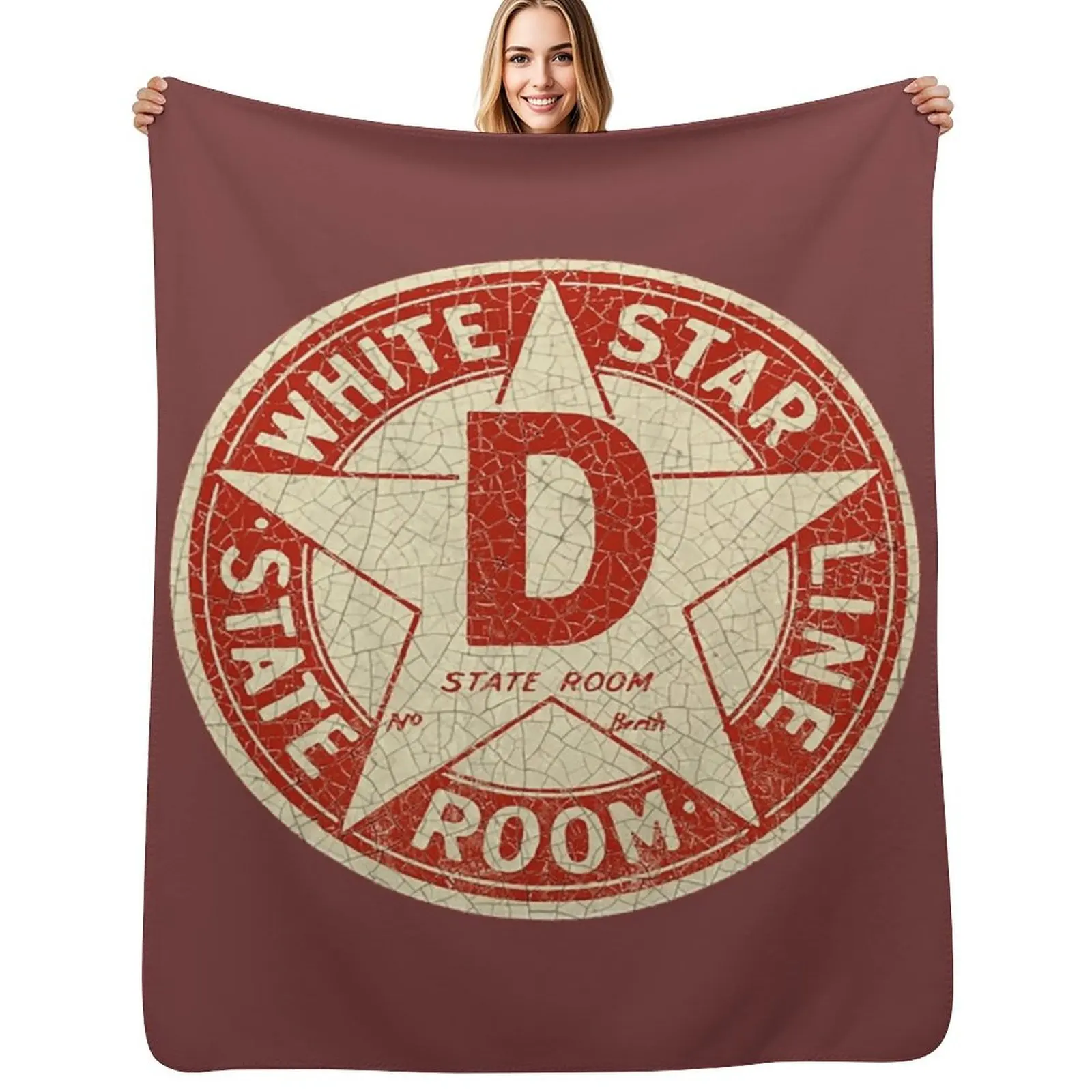 White Star Line T-ShirtWhite Star Line - Badge Throw Blanket Soft Big Thermals For Travel Softest Flannel Fabric Luxury Blankets