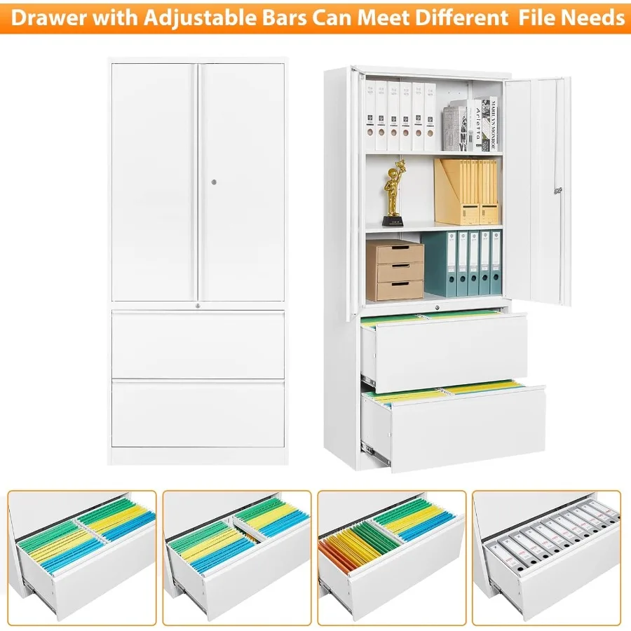 Metal File Cabinet with Lock and Adjustable Shelves 2-Drawer Storage Solution for Home Office or School Locker Ideal for Organi