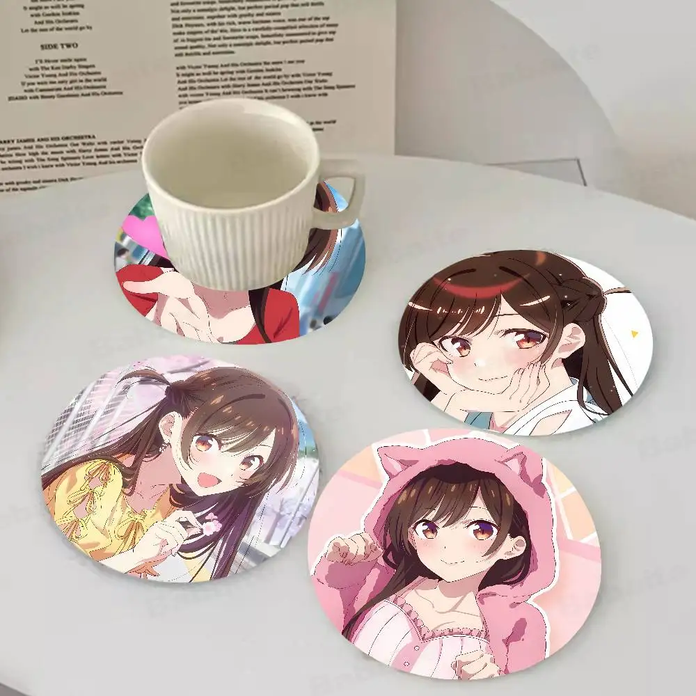 

Mizuhara Chizuru Round Coasters Insulated Durable Cups Coffee Coaster Plate Mats Home and Decoration Kitchen Utensils