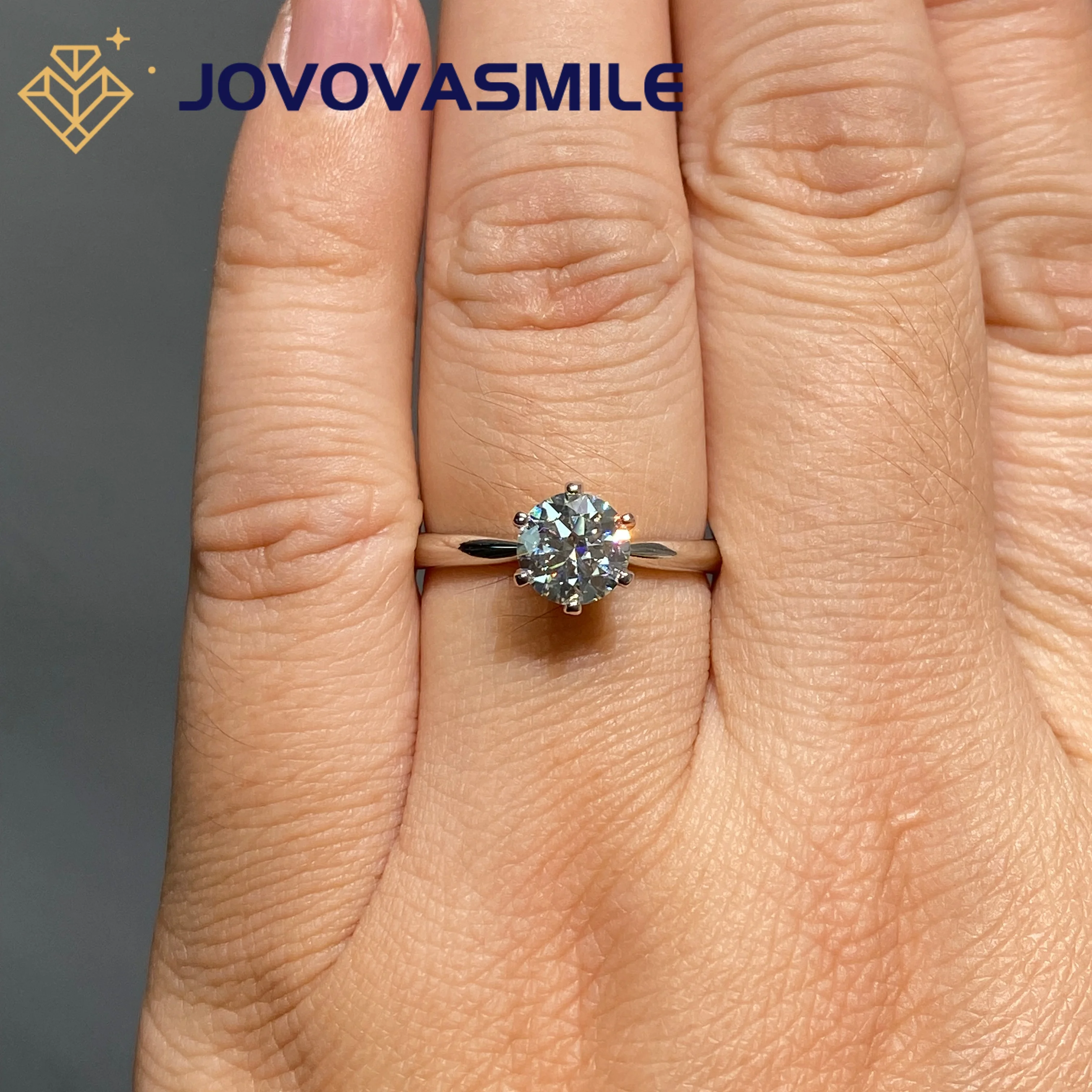 

JOVOVASMILE 1 Carat Moissanite Woman Ring D Color VVS Clarity 100% S925 Silver Ring Fine Jewelry with GRA Certificate