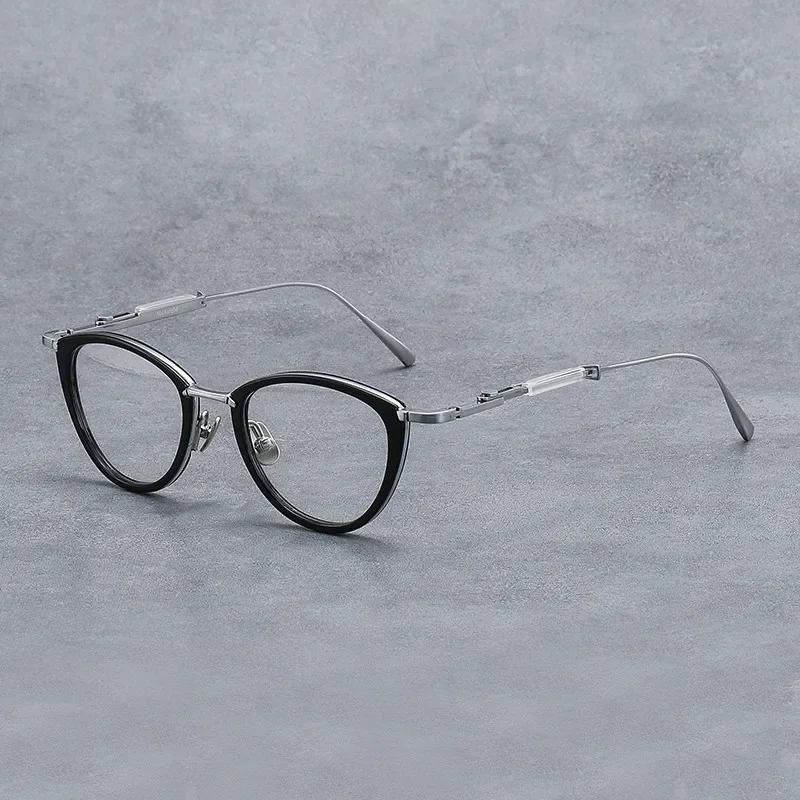 النظارات اليدوية عين القط التيتانيوم قصر النظر نظارات للرجال قابل للتعديل الساقين وصفة طبية إطار المرأة قصر النظر مصمم القراءة