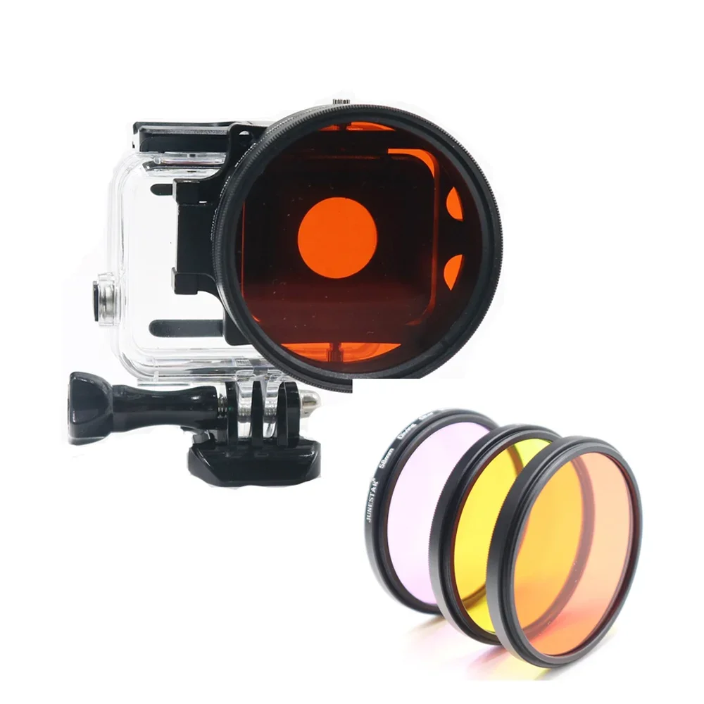 58mm Red Yellow Magenta Purple Filter +Accessories 58mm Super Macro Adapter Ring Color Polar  for GoPro Hero 6 5 7 Black