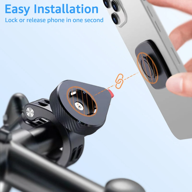 Quick Mount Bicycle Motorcycle Phone Holder Universal Bike MTB Scooter Handlebar Quick Lock Cell Phone Clip GPS Bracket