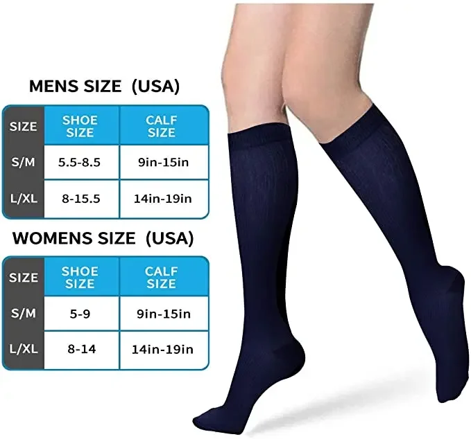 تشغيل جوارب ضغط الرجال النساء ماراثون جوارب رياضية جوارب للمشي لمسافات طويلة 20-30mmHg صالح الطيران الحمل تورم الدوالي