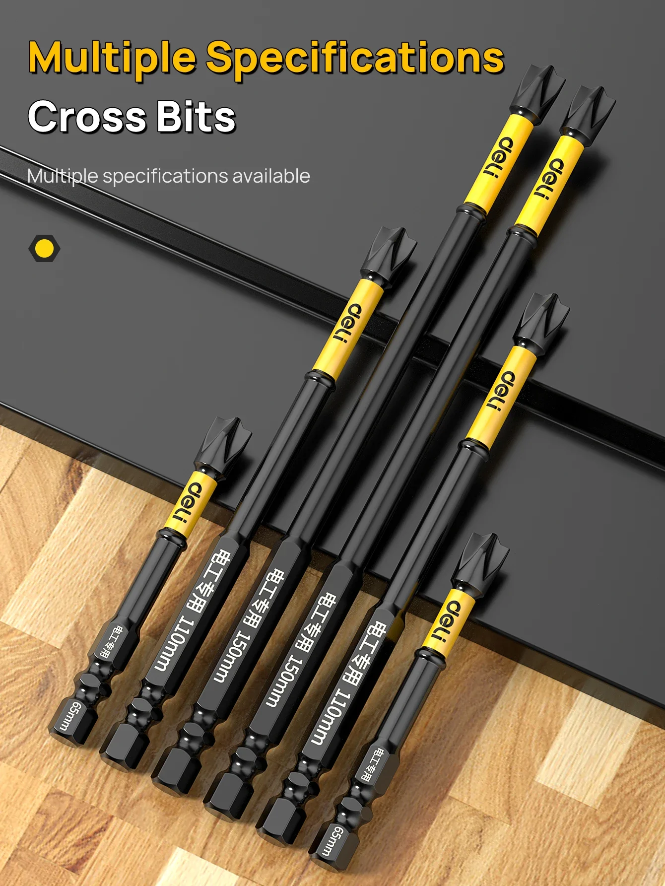 2/3pcs Non-slip Cross Screwdriver Set Magnetic Batch Head Magnetic Batch Head Impact Screw Driver Bit 65/110/150mm