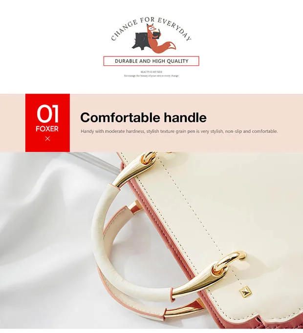 FOXER Split Leather Shoulder Bag Women Top Handle Handbag Female Large Capacity Tote Bag Simple Luxury Crossbody Purse