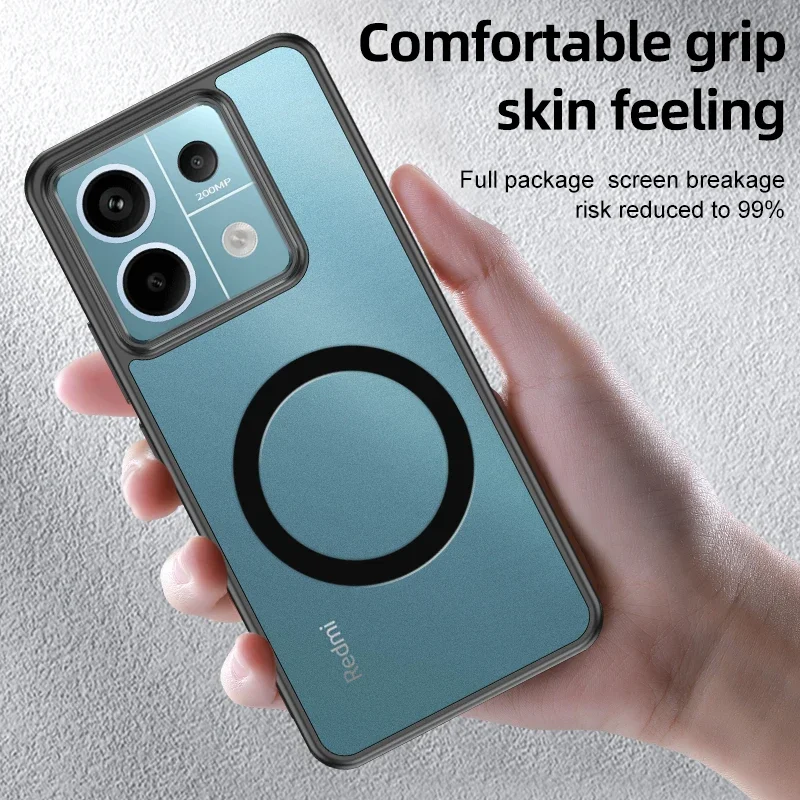 

For Redmi Note 13 Pro 5G Magsafe Magnetic Wireless Charging Phone Case Hard PC + TPU Soft Edge Clear Protective Cover Cases