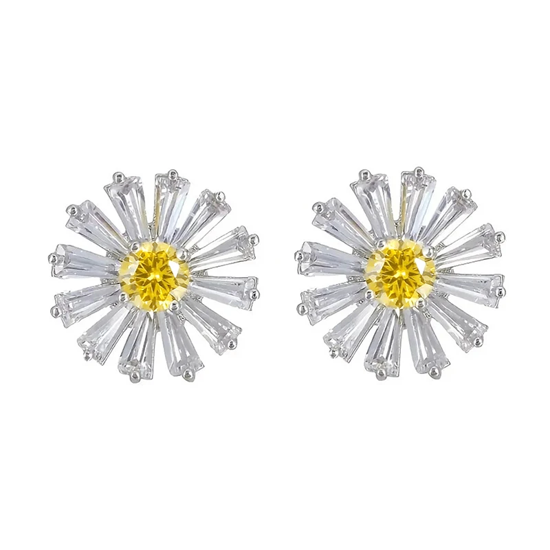 Huitan Little Daisy Stud Earrings for Women Bright Yellow Color Flower Earrings Ear Piercing Dainty Accessories Jewelry