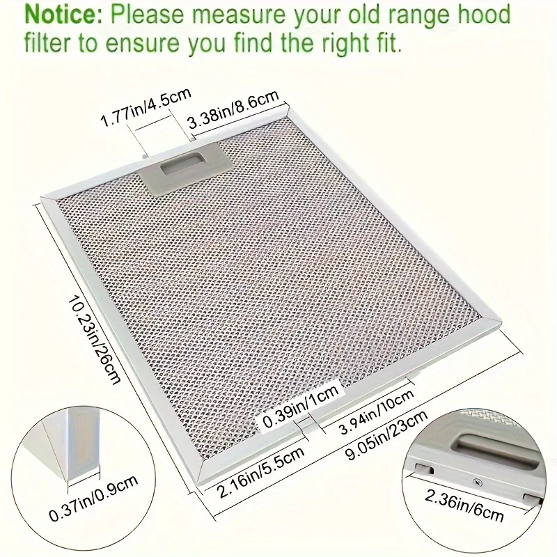 2pcs Range Hood Filter Replacement 9X10.25Inch (230X260Mm) 4-Layer Aluminum Mesh Hood Vent Filter, S97018029