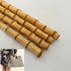 One Pair Handmade Nature Bamboo Purse Bag Handle Straight Long 33cm Handbag Bag Parts for DIY Handmade Craft Material