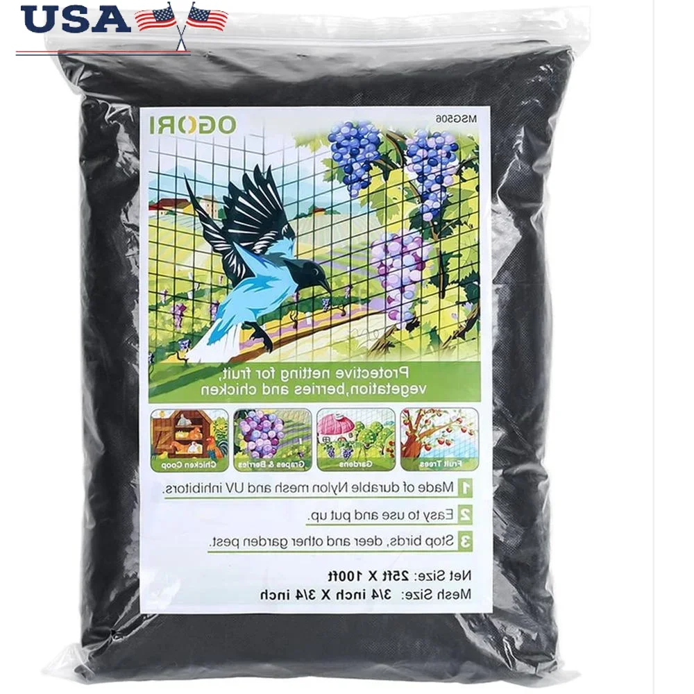 

Heavy Duty Bird Netting 25x100ft Nylon Garden Net Protects Fruits Plants Vegetables from Birds Squirrels Rabbits Deer with Cable