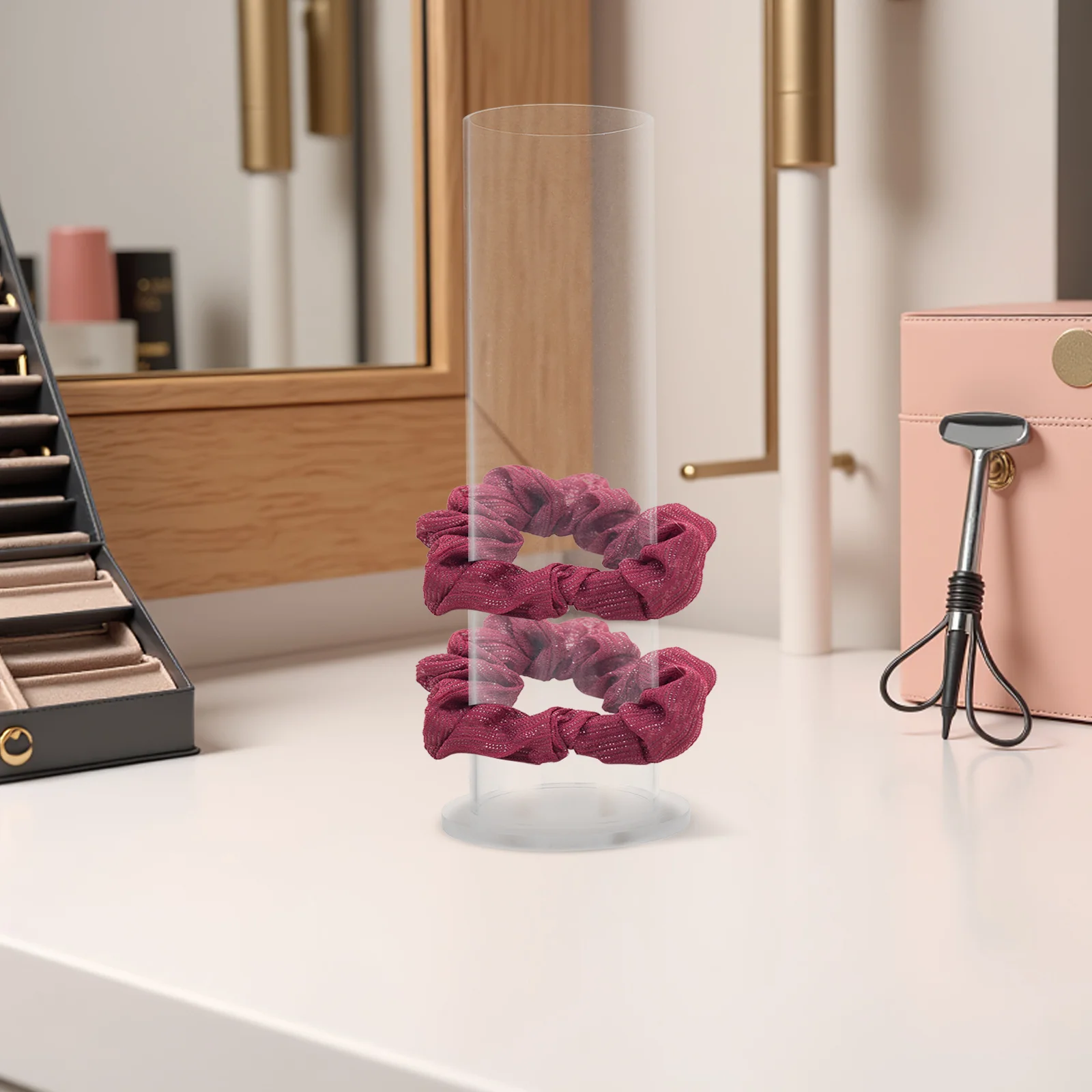 2Pcs Clear Acrylic Hair Ties Holder Scrunchies Organizer Hairband Display Stand Jewelry Storage Bathroom Girls Accessories