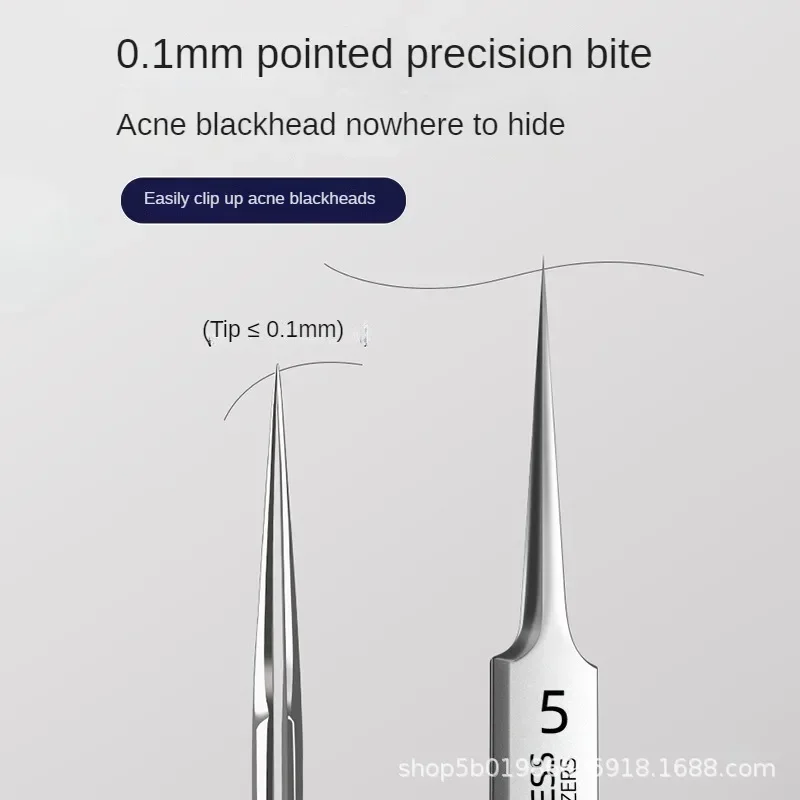スキンケア用のにきびピンセット,顔の美しさ,にきびの除去,針ツール,極細,No。5,携帯電話,1パック
