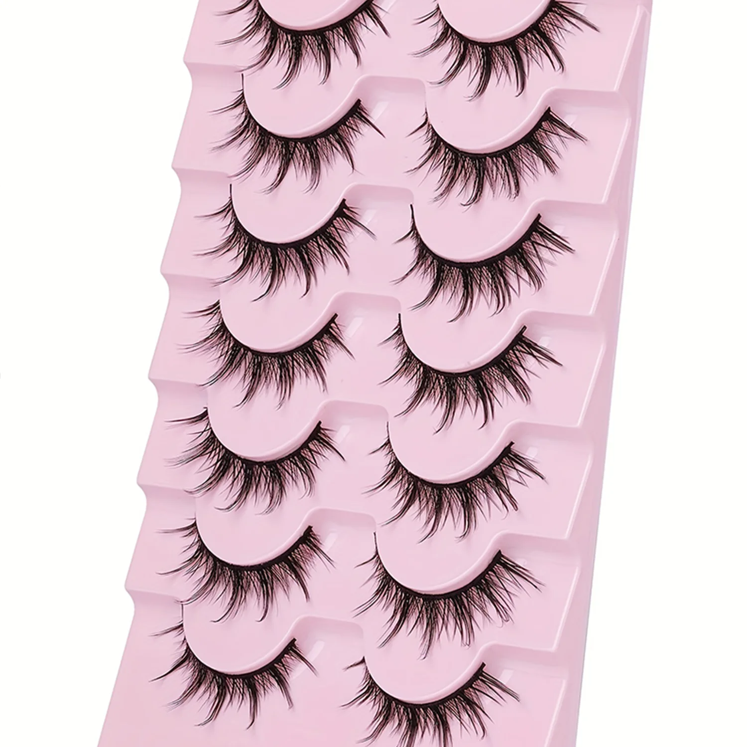 Natural Look False Eyelashes Anime Wispy Fluffy Spiky 3D Volume Eyelashes Pack Korean Japanese Asian Cosplay 7 Pairs