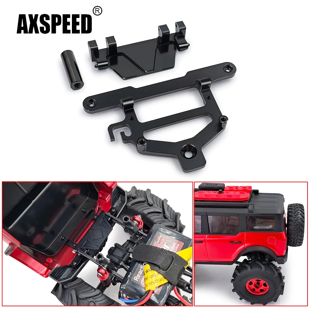 AXSPEED aluminium koło zapasowe stojak z obudowa samochodu ciała zestaw łączników dla Axial SCX24 AXI00006 Bronco 1/24 zdalnie sterowany samochód