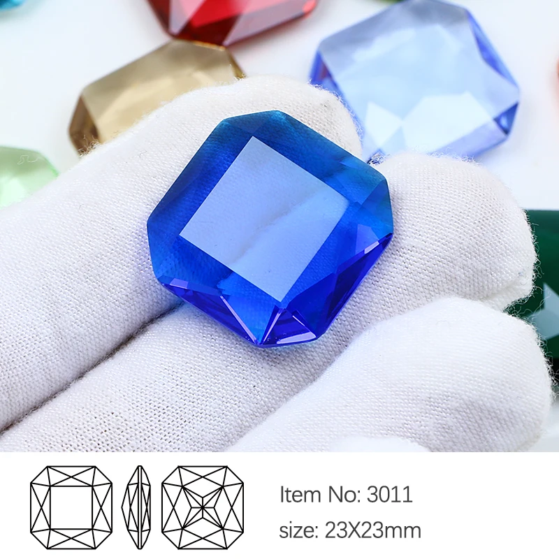 23mm Square Transparent Glass Nail Crystal DIY Design Decoration for women\'s Clothing