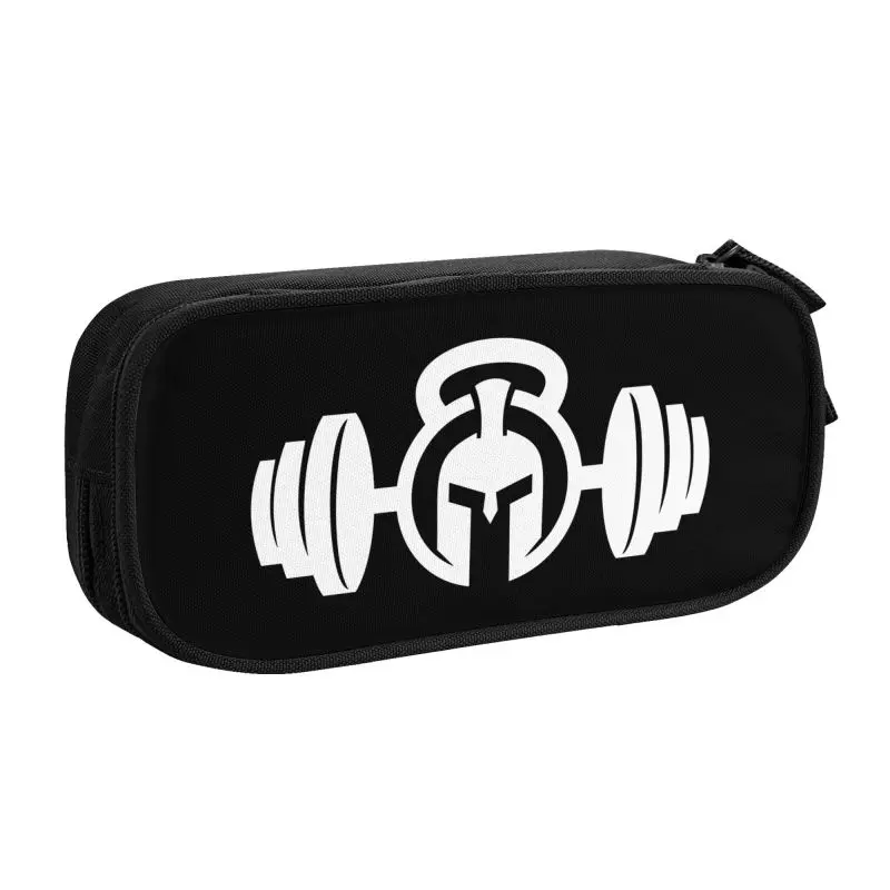 Custom Spartan Gym Logo Pencil Case for Girls Boys Big Capacity Bodybuilding Fitness Muscle Pen Box Bag Stationery