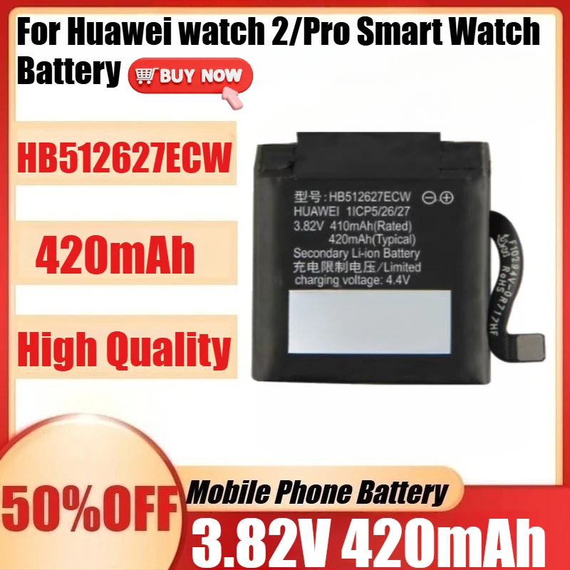 

New HB512627ECW 3.82V 420mAh Battery for Huawei WATCH 2 Pro 4G 2Pro 3.82V 420mAh Smart Watch Battery