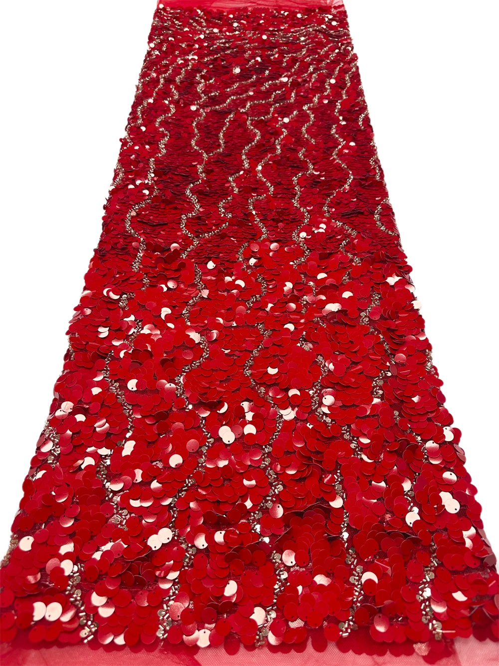 Handmade New Wave Design Embroidery Net Lace Fabric with Beads And Sequins Super Top-Quality for Wedding Party Dress 5 Yards