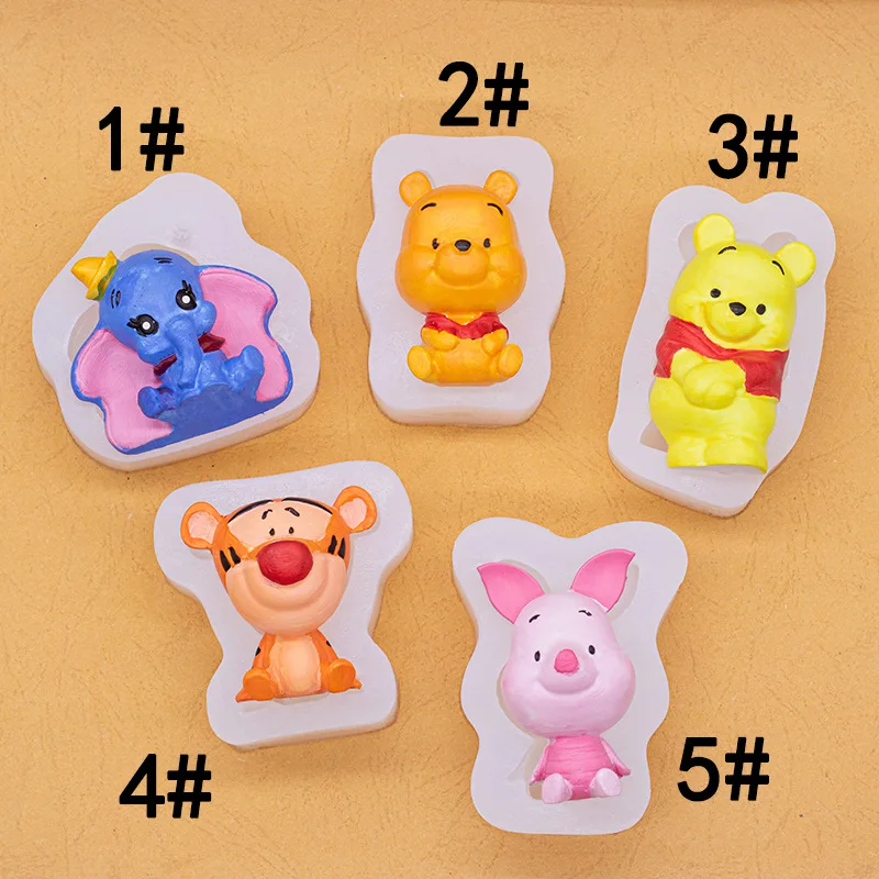 3D Cartoon Tiger Rabbit Bear Pig Elephant Silicone Mold DIY Candle Aromatherapy Handmade Soap Production Accessories Moulds