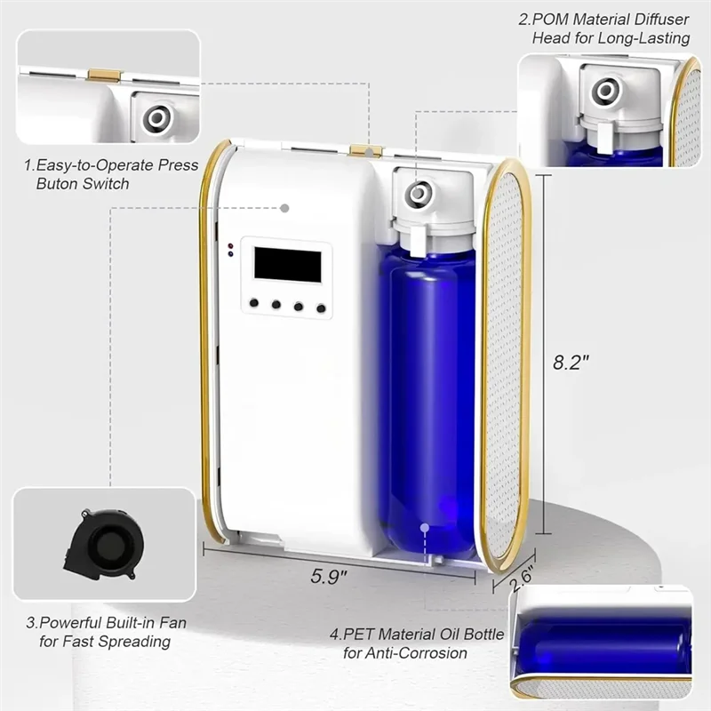 

A58Z ароматический диффузор воздуха для дома, вилка стандарта США, 1500 кв. футов, поддержка Bluetooth, безводный диффузор аромата, машина Essential