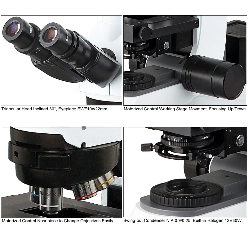 OPTO-EDU A12.1026 1000x Trinocular Motorized Auto-Focus Lab Biological Microscope