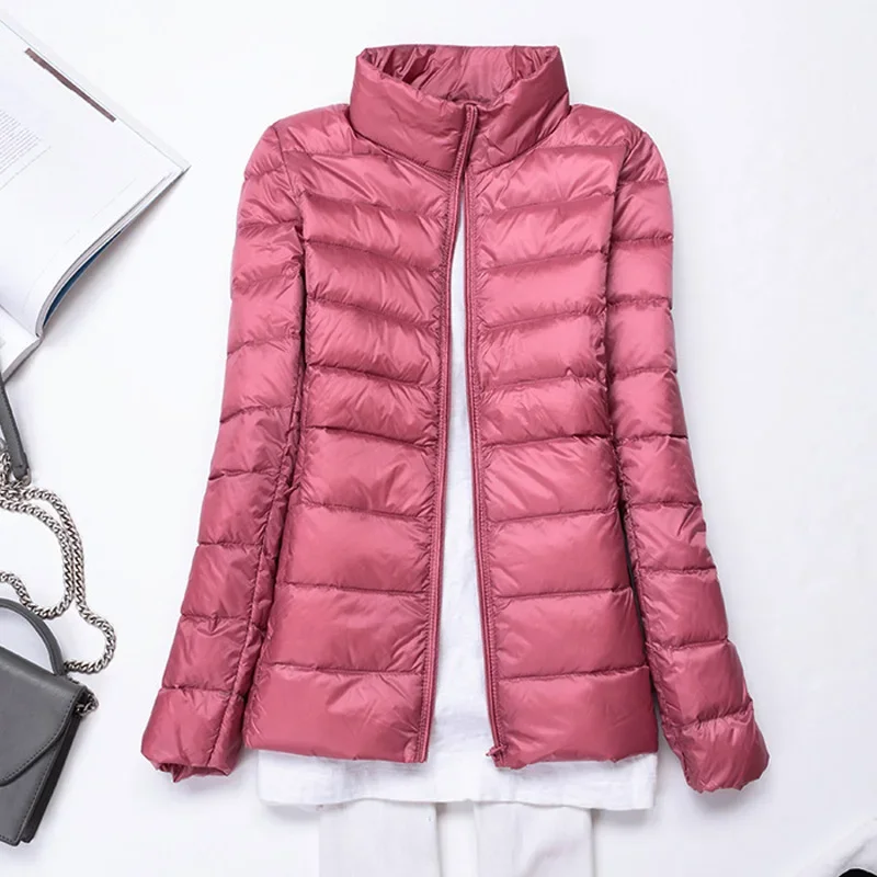 2024 New Women Thin Down Jacket White Duck Down Ultralight Stand-up Collar Jackets Autumn and Winter Warm Coats Portable Outwear