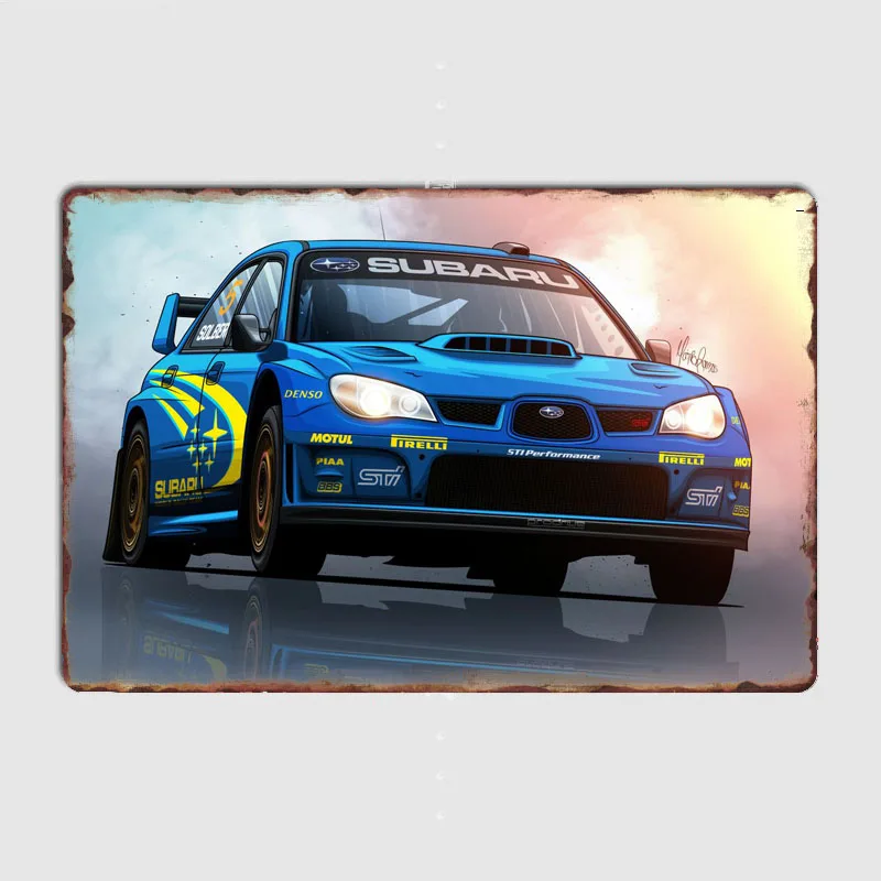 Solbergs Impreza S12B WRC Раллийный автомобиль Суперкар Ретро Металлический Плакат Вывеска Клубная Фреска Настенный Декор Оловянная Вывеска Декор Комнаты Домашний Декор