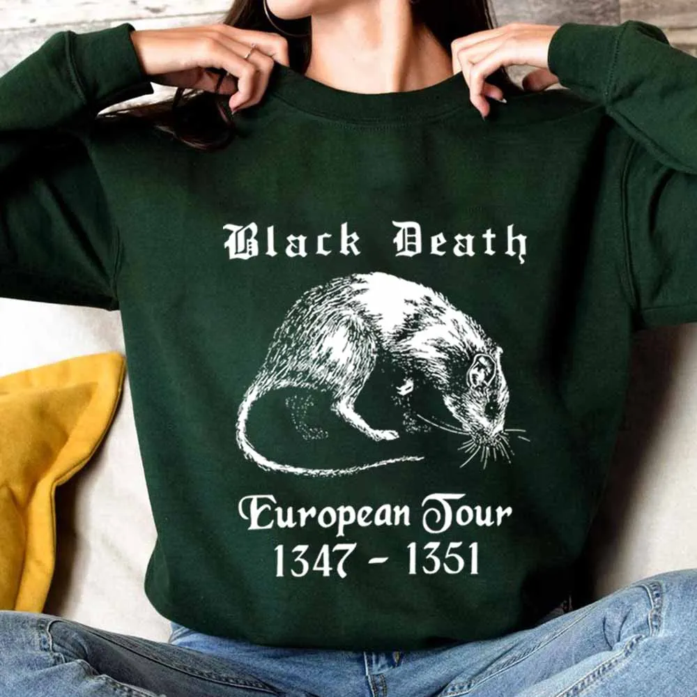 Black Death ยุโรปทัวร์ฮาโลวีนเสื้อกันหนาว Gothic ยุคกลาง Plague Rat Dark Art เสื้อกลางอายุฮาโลวีนอินเทรนด์เสื้อกันหนาว