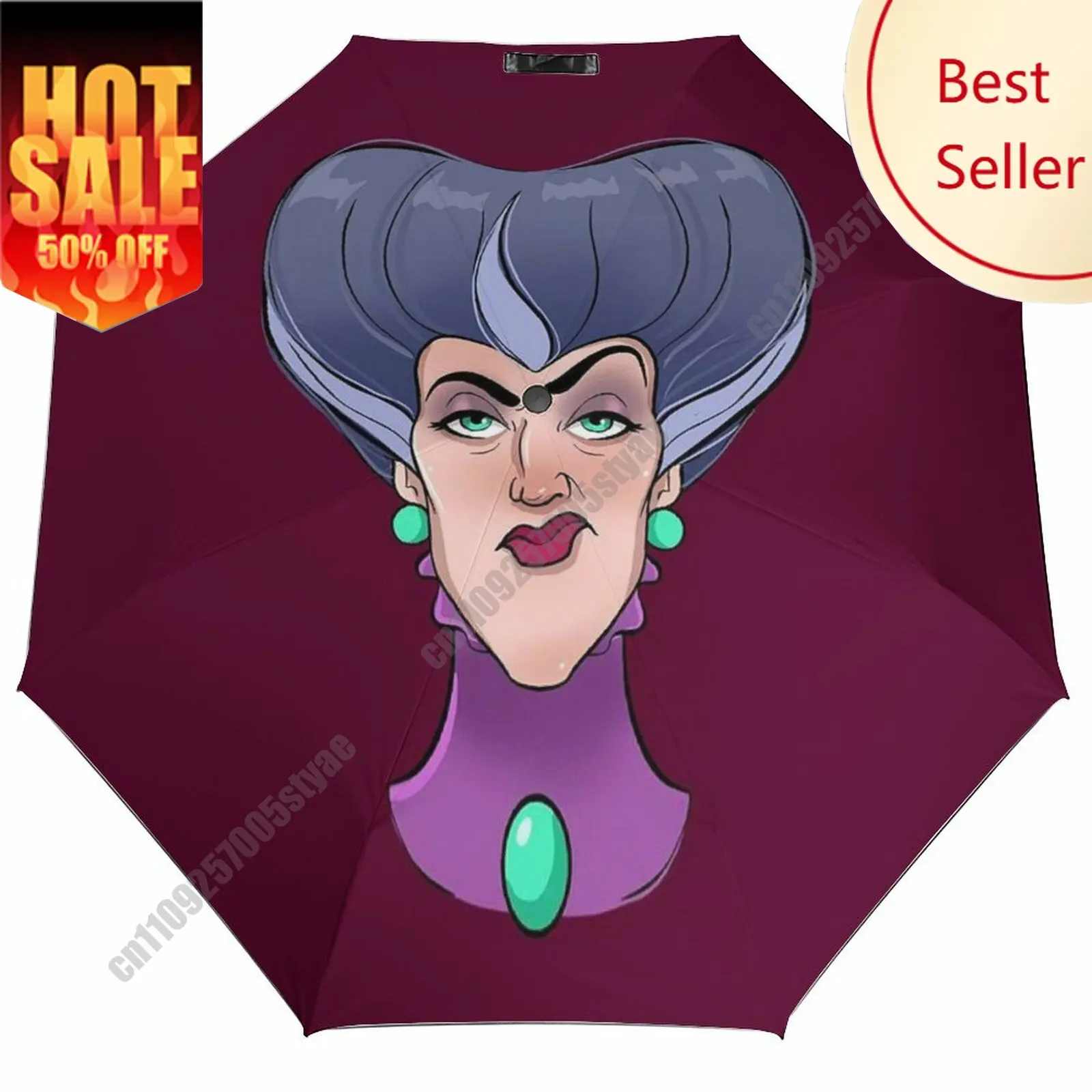 

Lady Tremaine Umbrella Disney Cartoon 3 Fold Auto Suitable Both Sunny Rainy Days Decoration Gifts Decor Custom Umbrella