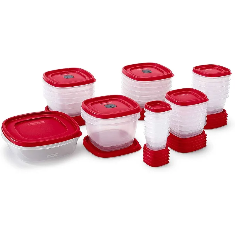 60-Piece Food Storage Containers with Lids, Microwave and Dishwasher Safe, Red Color, Ideal for Meal Prep and Pantry Storage