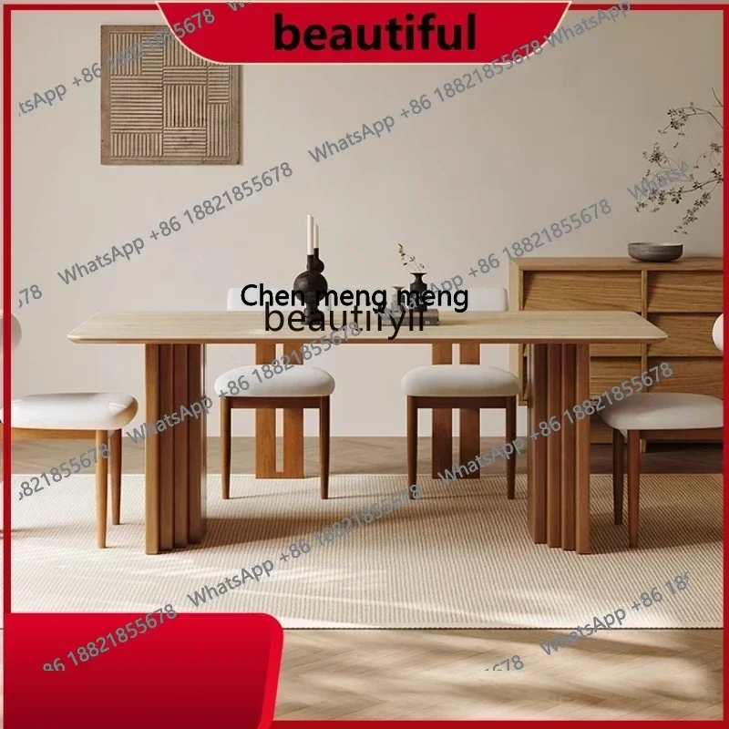 

Medieval style rock slab dining table and chairs, living room designer French retro small apartment, new style dining table H