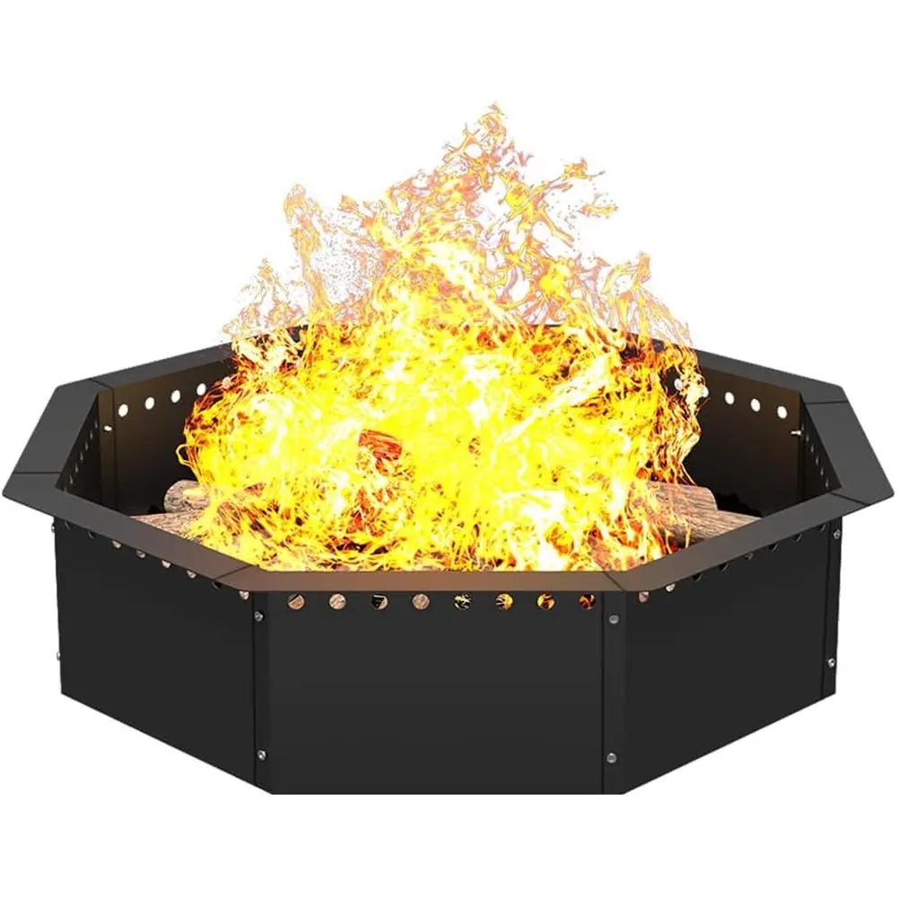 

35 Octagonal Outdoor Fire Pit with 31 Inner Diameter, Large Steel Liner, Suitable for Wood Burning