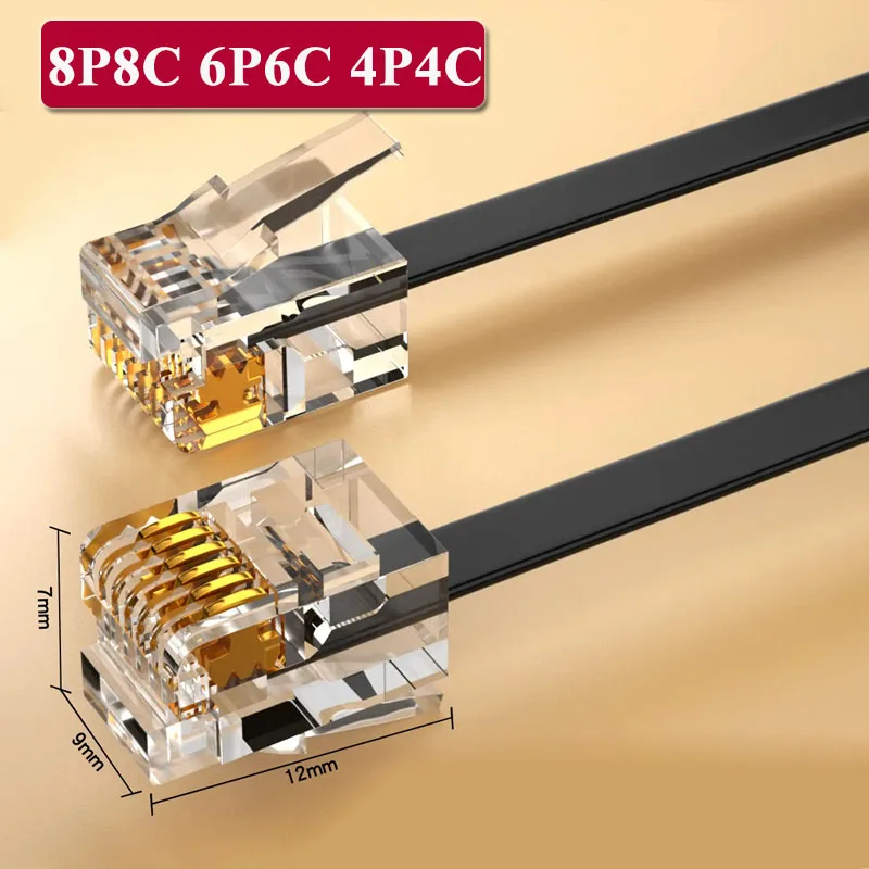 RJ11 8P8C 6P6C 4P4C Flat Data Cable Pure Copper 4/6/8 Core Multi Strand 485 Signal Wire PVC Telephone Line Customization