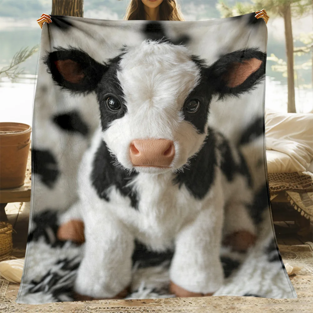 Flanelldecke mit kuscheligem Kühenmuster |   Weicher, warmer Polyester-Fleece-Überwurf – für Sofa, Bett, Reisen und ideales Geschenk für Familienfreunde