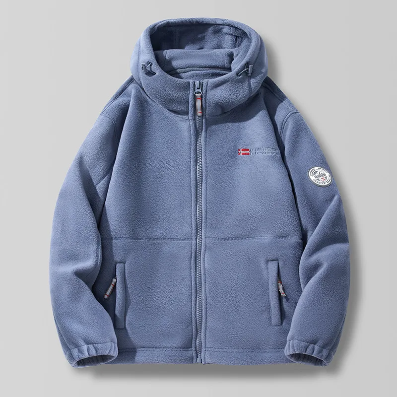 

Осенне-зимняя флисовая утепленная куртка, новый мужской повседневный кардиган с капюшоном для среднего возраста, пальто