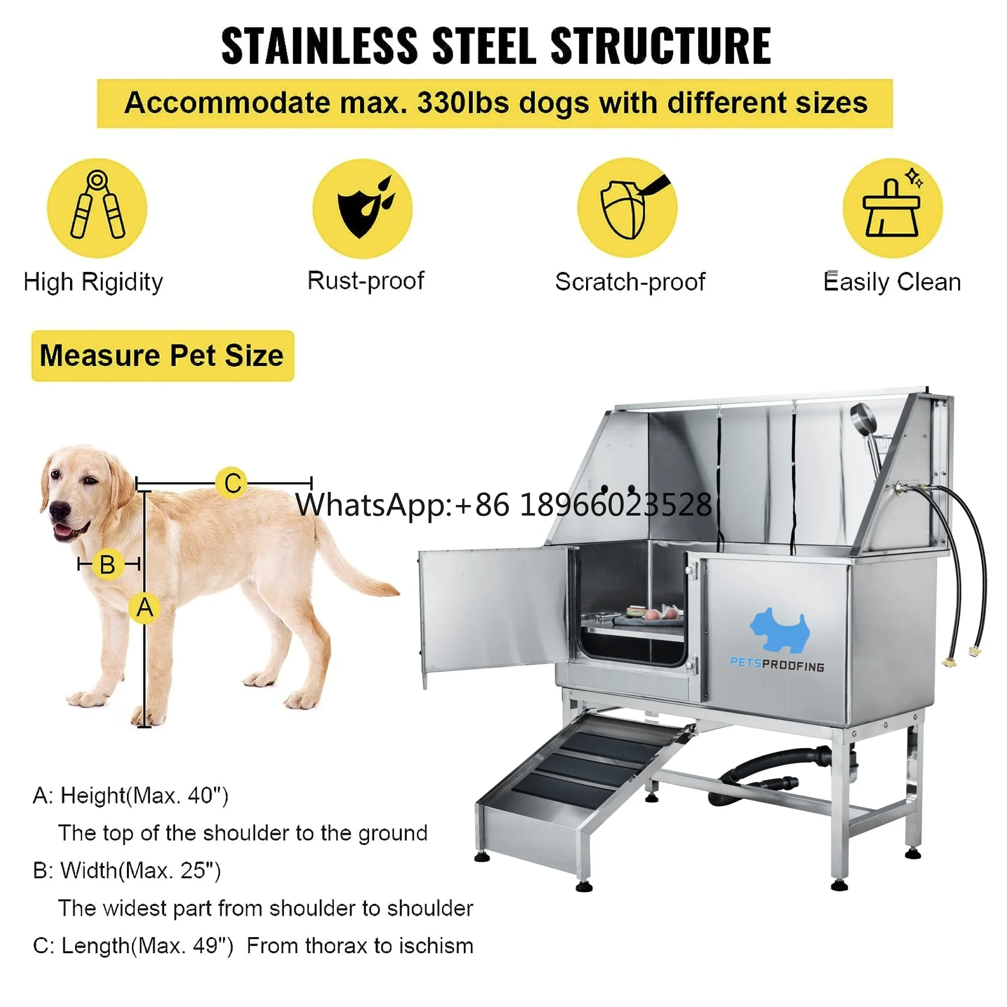 Veterinary Animal Hospital Clinic Pet shop multifunction Stainless Steel Dog Grooming Bath Tub Wash Station for Sale