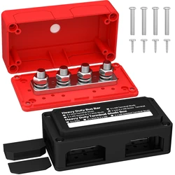 300 A Sammelschiene, robuster Stromverteilerblock, Sammelschienen-Box-Modul-Design mit 4 x M8 (5/16 Zoll) Anschlussbolzen für Auto, Wohnmobil, Boot