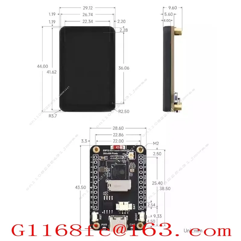 ESP32 S3 development board 1.64 inch AMOLED display touch SD slot 6 axis sensor compatible