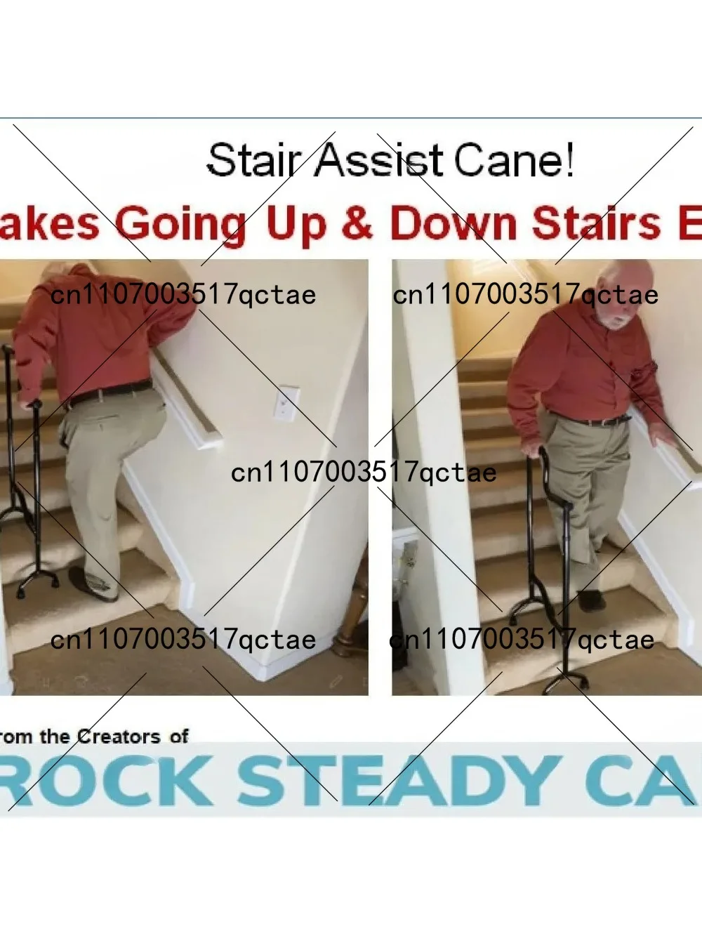 Stair Climbing Aid Cane, Walker for The Elderly, 2 in 1 Adjustable Height
