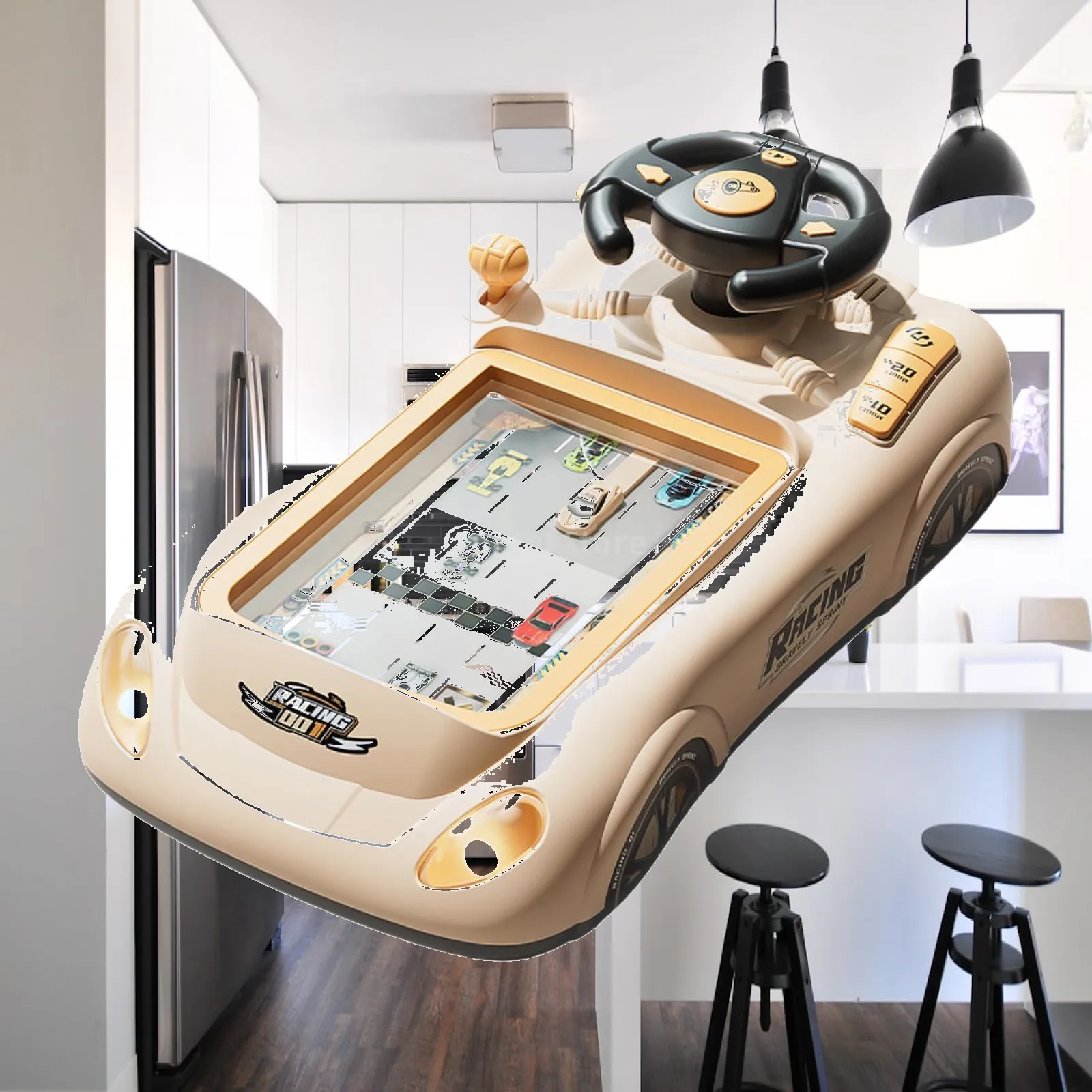 Car Adventure Toy with Steering Wheel Driving Simulator Race Car Game