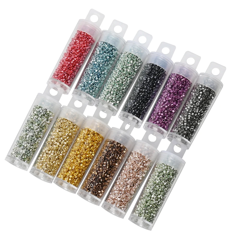 1200Pcs/Tube Metallic Seed Beads Uniform 2.0 Japan Embroidery Glass SeedBeads Charms For Jewelry Making Diy Accessories