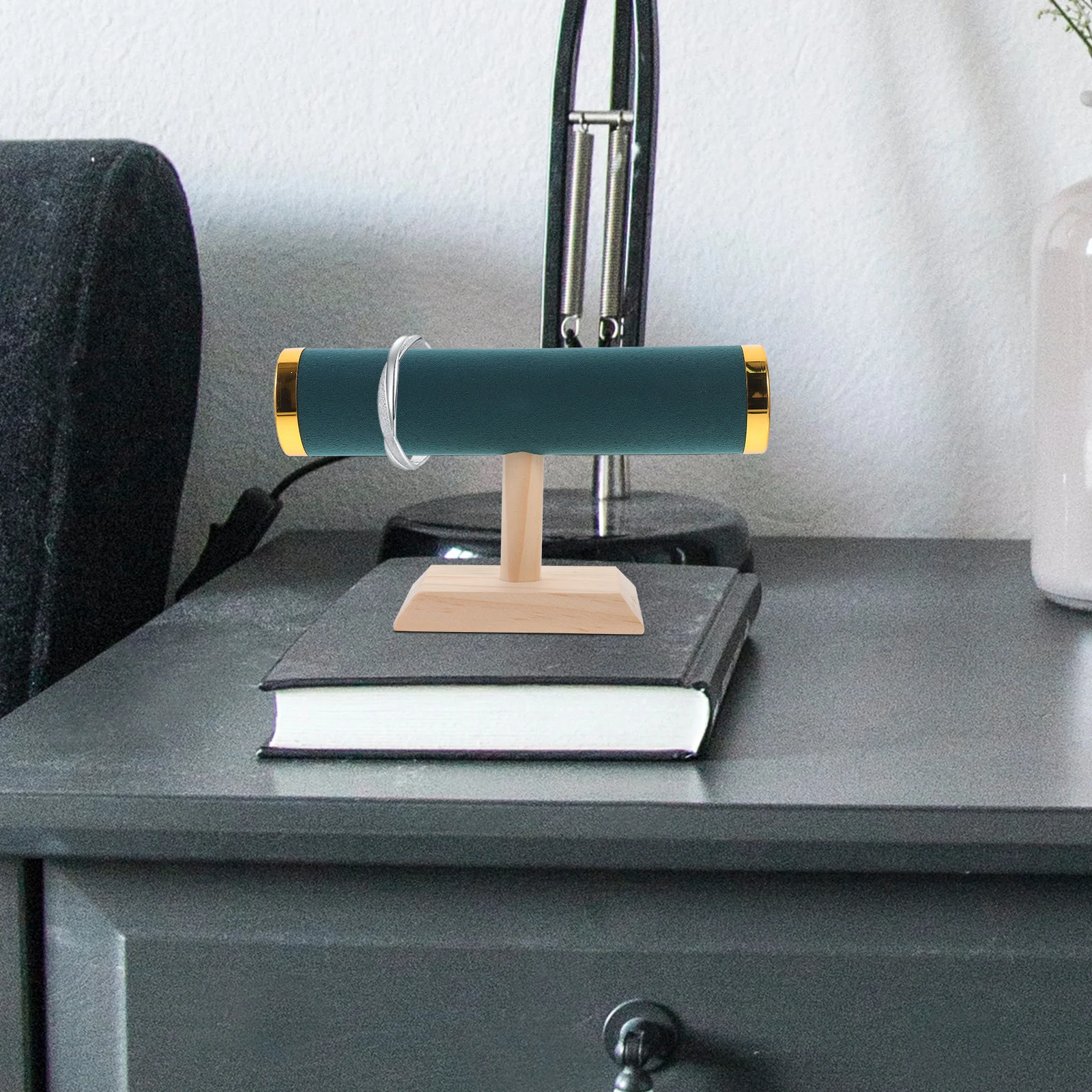 الصلبة الخشب مجوهرات عرض الرف T على شكل سوار حامل للساعات أساور Scrunchies سطح المكتب المنظم الوقوف