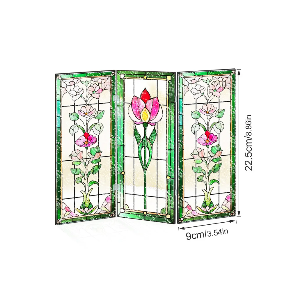 Fresh Lotus Folding Screen, Acrylic Begonia Pattern Translucent Screen Setting, High-end Gift Table Decoration
