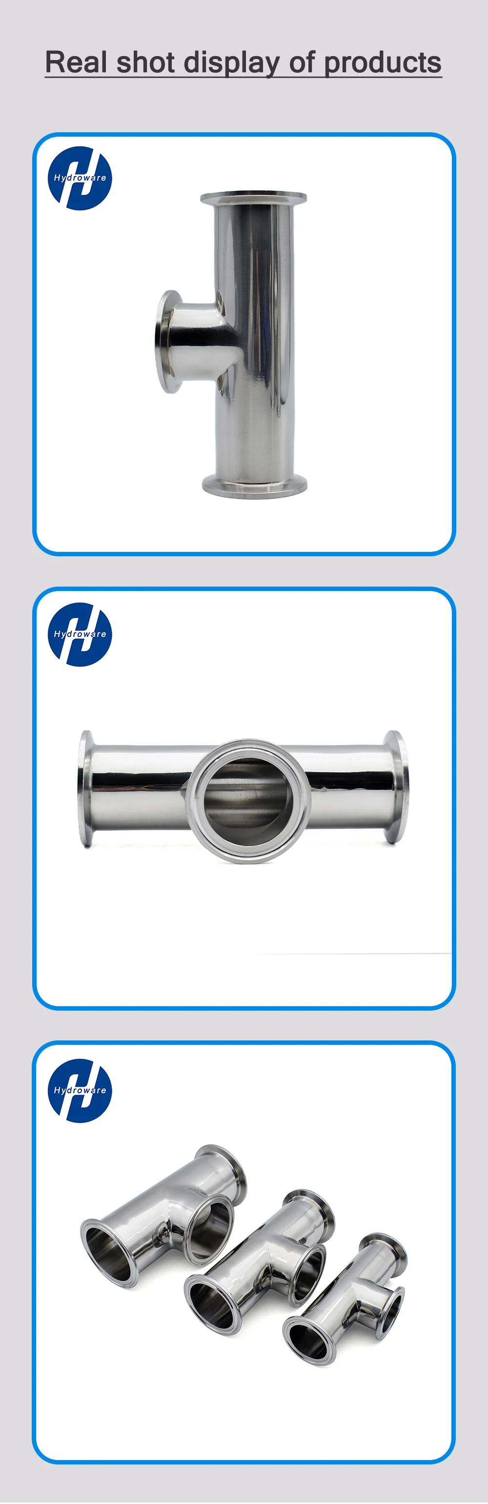 SS304 Edelstahl Tri-Clamp T-Stück -1,5"-4" Reduzierstück mit niedrigem Hals und kurzem Auslass, hochdicht, leicht zu reinigen, für kommerzielle Anwendungen, Heimbrauen, Pharma und Lebensmittel – Detail 3