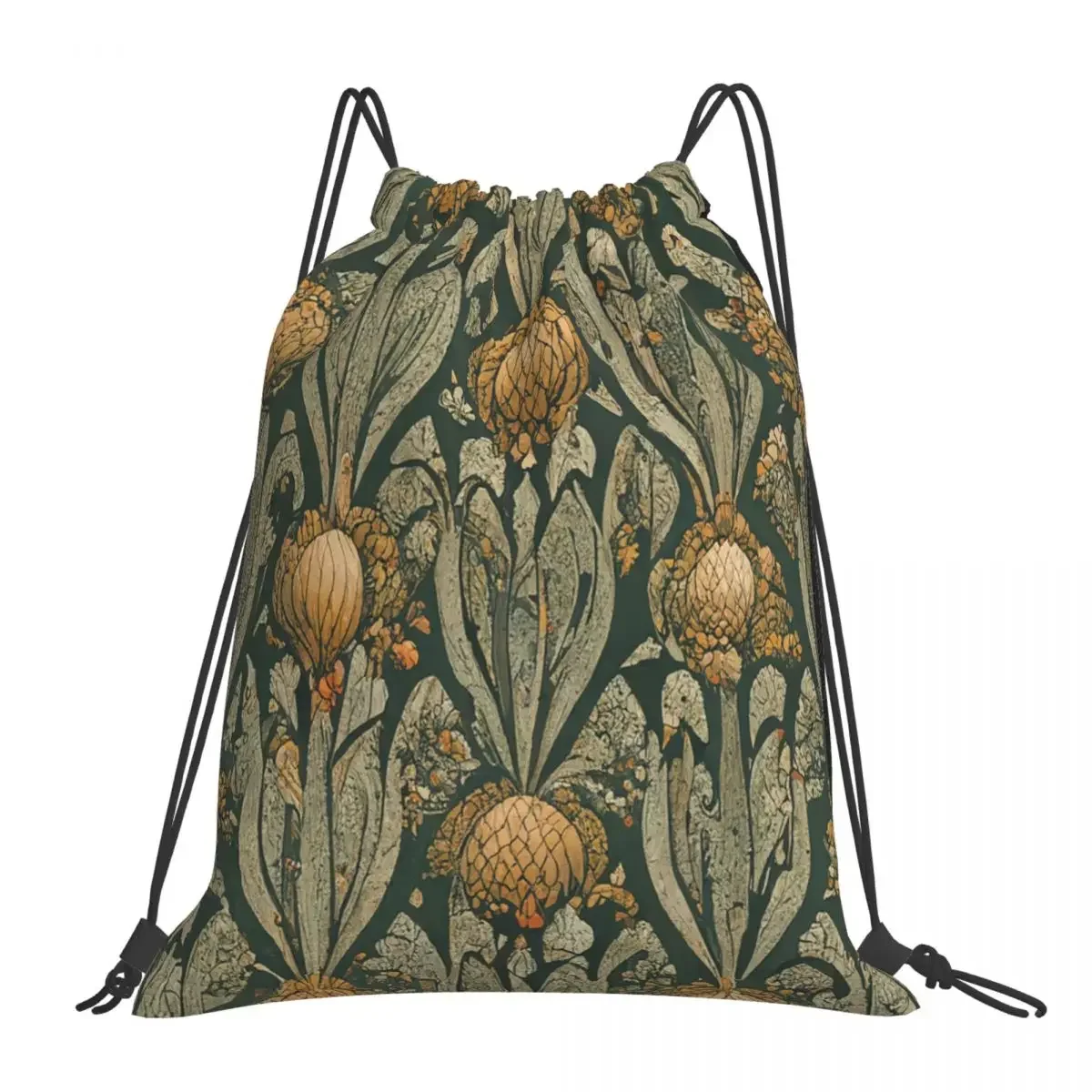 Harvest Art Nouveau Pattern Alphonse Mucha William Morris Florals Backpacks Drawstring Bags Drawstring Bundle Pocket Bag BookBag