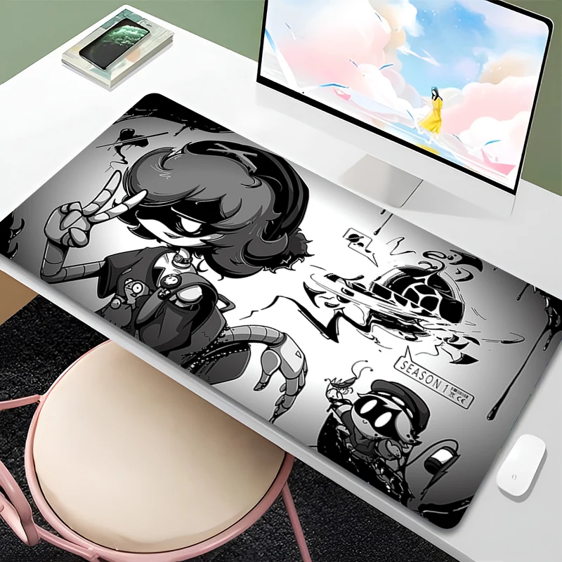 

Mouse Pad PC Gaming Accessories Desk Mat Anime M-murder Uzi N V J Mousepad Laptop D-drones Black And White Manga HD Keyboard Rug