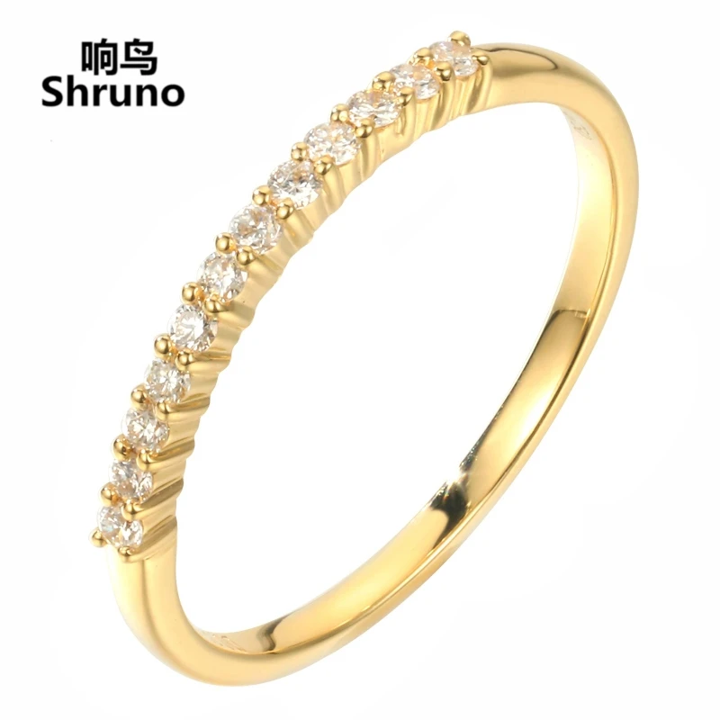 

Shruno Solid 14k Yellow Gold Round VVS/DEF Lab Grown Moissanite Diamond Engagement Wedding Ring Women Trendy Fine Jewelry Gift