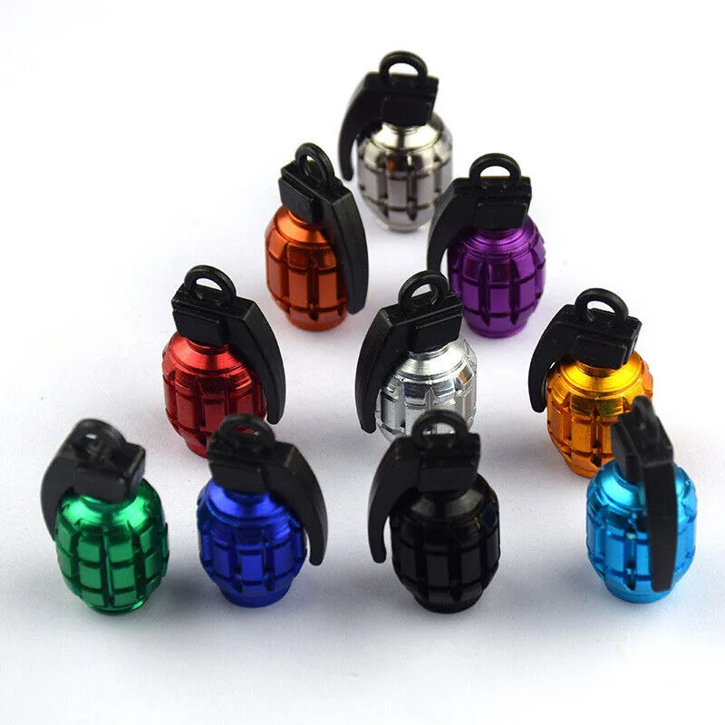 4x Alloy Grenade Tire Valve Stem Caps Wheel Tire Air Valve for Universal ATV UTV Truck Car Accesiores