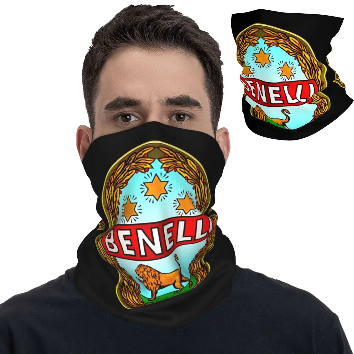 Benellis Vintage Motorcycles Italy Bandana Neck Gaiter Printed Wrap Scarf Multifunctional Face Mask Fishing Unisex Adult